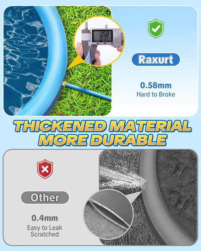 Alt view image 3 of 7 - Raxurt Non-Slip Splash Pad for Kids and Dog, 67'' Splash Pad Thicken 0.58mm for Kids Ages 4-8 Toddler Baby Splash Sprinkler Pad Dog Pool Summer Outdoor Water Toys for Boys Girls