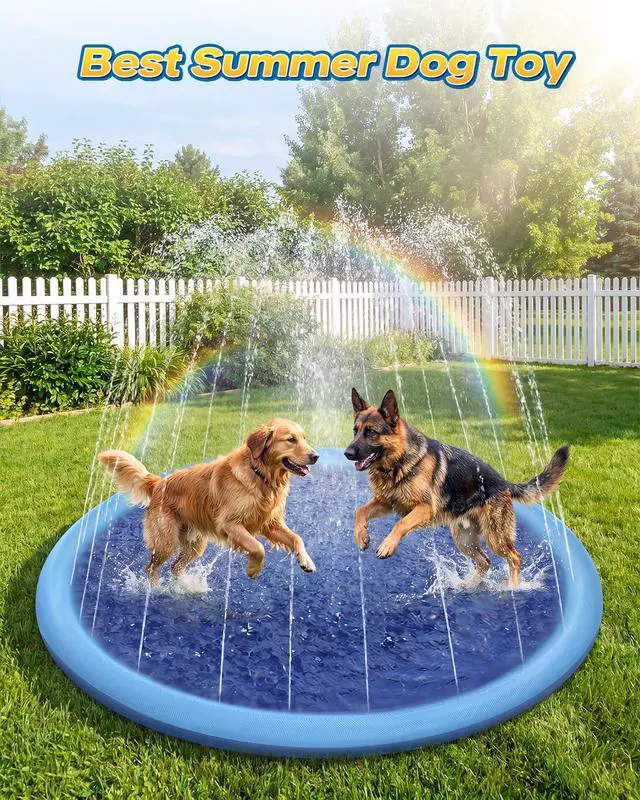 Alt view image 6 of 7 - Raxurt Non-Slip Splash Pad for Kids and Dog, 67'' Splash Pad Thicken 0.58mm for Kids Ages 4-8 Toddler Baby Splash Sprinkler Pad Dog Pool Summer Outdoor Water Toys for Boys Girls