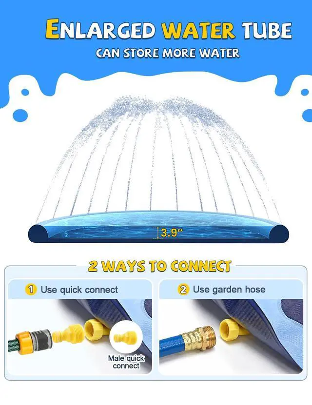 Alt view image 6 of 7 - VISTOP 67" Non-Slip Splash Pad for Kids and Dogs, Thickened Sprinkler Pool for Toddlers, Outdoor Backyard Water Toys, Fun Fountain Play Mat for Babies, Children & Pets Blue