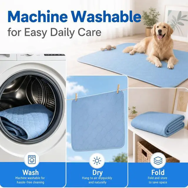 Alt view image 5 of 7 - PatiencET Dog Cooling Mat, 22 x 28 in No-Gel Cooling Pad for Small Dogs, Puppies and Cats, Cool Touch Nylon Pet Mat, Washable Summer Dog Mat for Crate, Floor, Sofa, Car, Blue