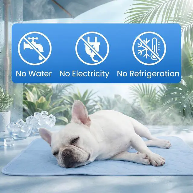 Alt view image 3 of 7 - PatiencET Dog Cooling Mat, 22 x 28 in No-Gel Cooling Pad for Small Dogs, Puppies and Cats, Cool Touch Nylon Pet Mat, Washable Summer Dog Mat for Crate, Floor, Sofa, Car, Blue