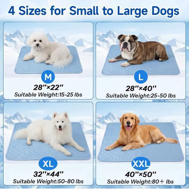 Alt view image 6 of 7 - PatiencET Dog Cooling Mat, 22 x 28 in No-Gel Cooling Pad for Small Dogs, Puppies and Cats, Cool Touch Nylon Pet Mat, Washable Summer Dog Mat for Crate, Floor, Sofa, Car, Blue