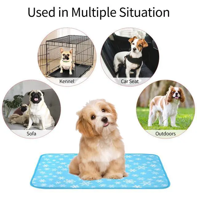 Alt view image 6 of 7 - NACOCO Summer Pet Cooling Mat - Cat Dog Cushion Pad Sleeping Cool Snowflake Comfortable Soft for Pets Kids and Adults (Blue Snowflake, M)