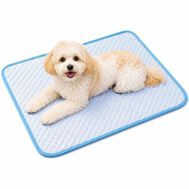 Main image of Fhodigogo Cooling Mat for Dogs, Dog Cooling Pad, 24"x20" Dog Cooling Mat for Small & Medium Pets - Gel Free Ice Silk Self-Cooling Pad, Non-Slip Summer Pet Cooling Mat, Washable Dog Cooling Mat, Blue