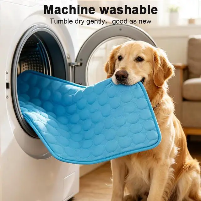 Alt view image 6 of 7 - MeiLiMiYu Dog Cooling Mat 2026 Upgraded Arc-Chill Cooling Dog Bed Mat, Washable Pet Cooling Pad (Q-Max>0.4) Cooling Mat for Dogs & Cats Indoor & Outdoor Car Seats (Blue, 28x22 in)