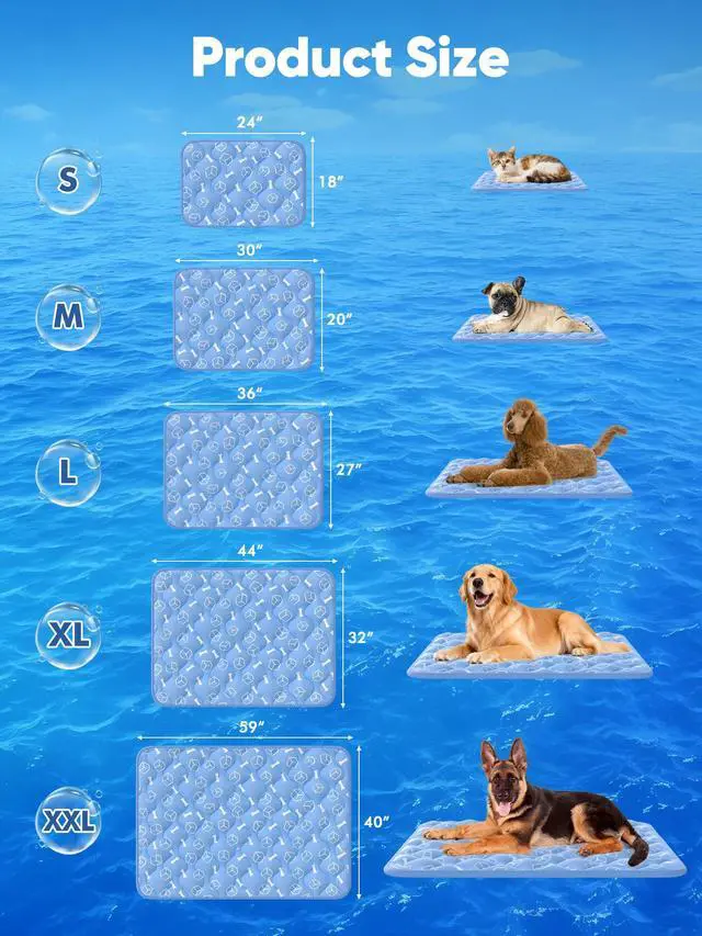 Alt view image 7 of 7 - Rywell Dog Cooling Mat 2.0, Ocean Blue,24" x 18" Thick & Durable Cooling Ma for Dogs&Cats, Long-Lasting Cool with Waterproof & Color-Changing Arc-Chill Tech (Q-Max>0.5) Washable& Non-Toxic