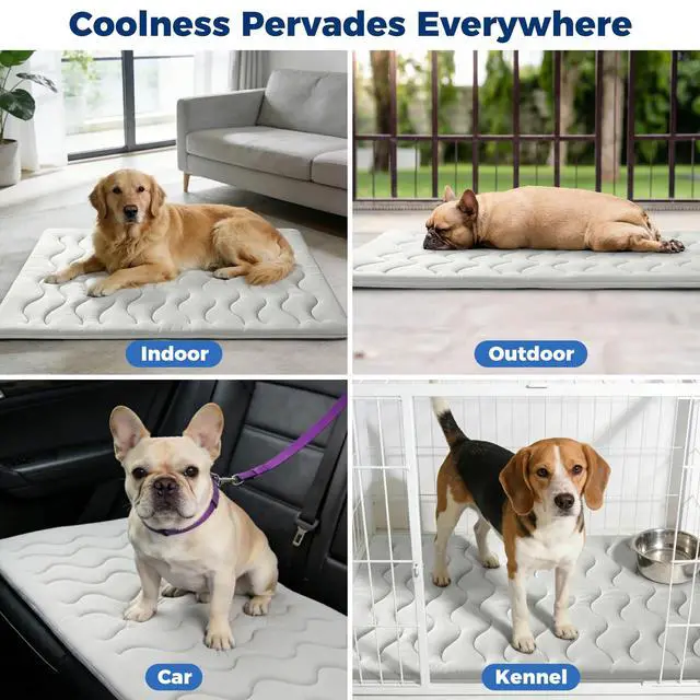 Alt view image 6 of 7 - 2026 Upgrade Cooling Mat for Dogs, Q-MAX>0.5 Double-Sided Dog Cooling Mat 36"×23" with Ice Cool & Arc-Chill Cool Fiber, Washable Self-Cooling Thicken Waterproof All-Season Dog Crate Pad for Dog & Cat