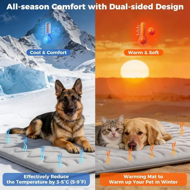 Alt view image 5 of 7 - 2026 Upgrade Cooling Mat for Dogs, Q-MAX>0.5 Double-Sided Dog Cooling Mat 36"×23" with Ice Cool & Arc-Chill Cool Fiber, Washable Self-Cooling Thicken Waterproof All-Season Dog Crate Pad for Dog & Cat