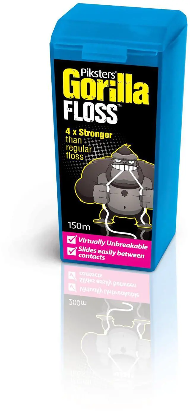 Alt view image 3 of 7 - Piksters Gorilla Floss, 150 Meters (164 Yds), Extra Strong Dental Floss, Plaque Remover for Teeth, Shred Resistant, Smooth Gliding, Waxed, Deep Cleaning Teeth Flosser, Oral Care for Adults & Kids