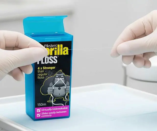 Alt view image 5 of 7 - Piksters Gorilla Floss, 150 Meters (164 Yds), Extra Strong Dental Floss, Plaque Remover for Teeth, Shred Resistant, Smooth Gliding, Waxed, Deep Cleaning Teeth Flosser, Oral Care for Adults & Kids