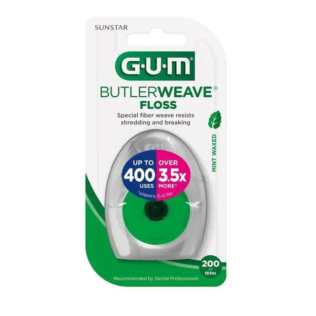Alt view image 4 of 5 - GUM ButlerWeave Woven Dental Floss, Shred-Resistant Waxed Floss for Teeth Cleaning & Plaque Removal, Mint Flavored, 1 Count