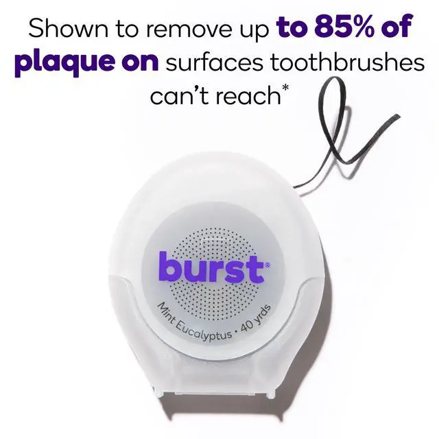 Alt view image 3 of 6 - BURST Expanding Dental Floss (Mint Eucalyptus/40 Yards) | Stain Absorbing & Woven Tooth Floss with Xylitol Coating to Fight Cavities | Vegan | Paraben Free Expanding Floss