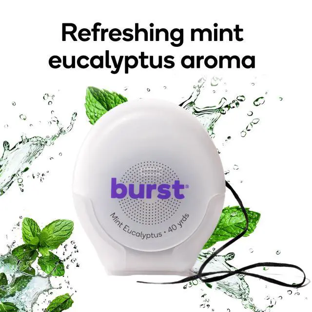Alt view image 5 of 6 - BURST Expanding Dental Floss (Mint Eucalyptus/40 Yards) | Stain Absorbing & Woven Tooth Floss with Xylitol Coating to Fight Cavities | Vegan | Paraben Free Expanding Floss