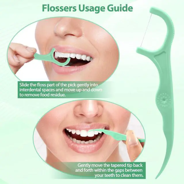 Alt view image 6 of 7 - ACHSML Floss Picks - 200 Count Wear Resistant Dental Floss Picks BPA Free Durable Dental Floss Ergonomic Design 2 in 1 Tooth Picks Flossers for Teeth Cleaning 2 Pack Green