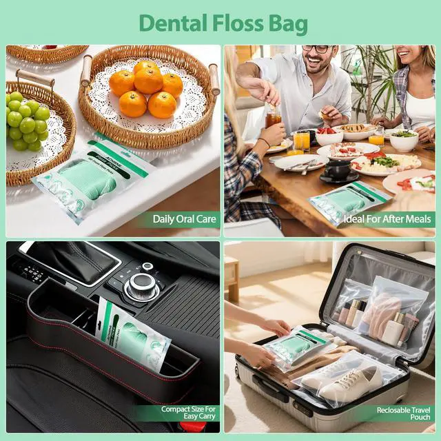 Alt view image 7 of 7 - ACHSML Floss Picks - 200 Count Wear Resistant Dental Floss Picks BPA Free Durable Dental Floss Ergonomic Design 2 in 1 Tooth Picks Flossers for Teeth Cleaning 2 Pack Green