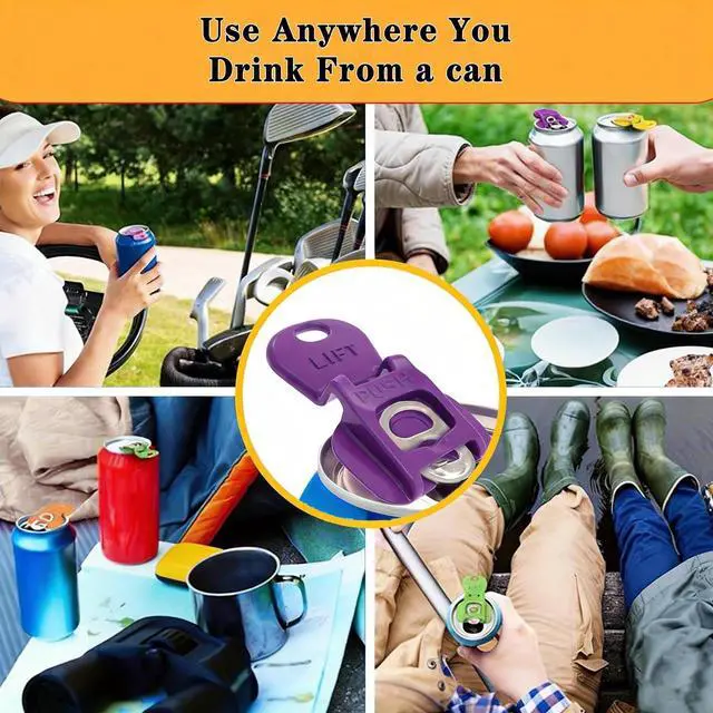 Alt view image 6 of 7 - 6PCS Colorful Can Tab Openers & Leak-Proof Drink Covers One-Hand Soda Can Opener and Reusable Protector Caps for Coke, Beer, Soda, and Aluminum Cans for Parties, BBQ, Camping & Travel(New model)