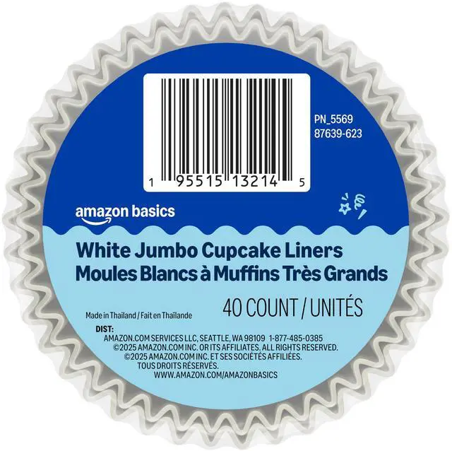 Alt view image 3 of 7 - Amazon Basics White Jumbo Cupcake Liners, 40 Count, Pack of 1