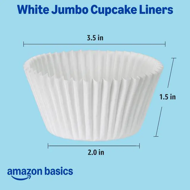 Alt view image 4 of 7 - Amazon Basics White Jumbo Cupcake Liners, 40 Count, Pack of 1