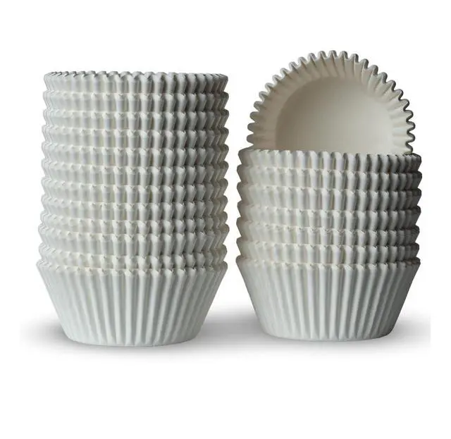 Alt view image 3 of 7 - 200 Paper Cupcake Liners, Muffin Liners or Baking Cups for Desserts, Muffins, Cupcakes and More Treats; Grease Proof, No Smell, Food Grade, Nut Serving Containers (White)