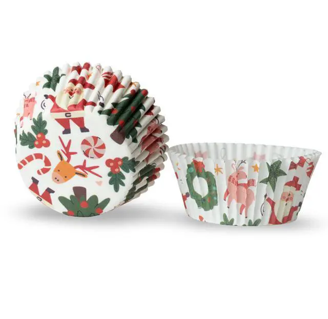 Alt view image 2 of 7 - 500 Paper Cupcake Liners, Muffin Liners or Baking Cups for Desserts, Muffins, Cupcakes and More Treats; Grease Proof, Food Grade, Nut Serving Containers (Christmas)