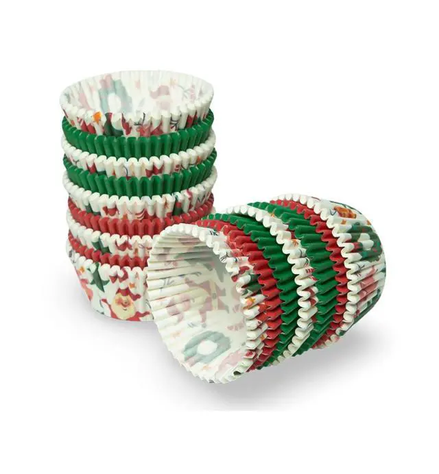Alt view image 5 of 7 - 500 Paper Cupcake Liners, Muffin Liners or Baking Cups for Desserts, Muffins, Cupcakes and More Treats; Grease Proof, Food Grade, Nut Serving Containers (Christmas)