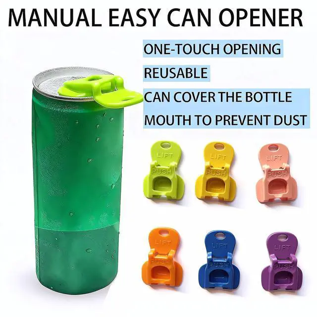 Alt view image 4 of 5 - 6PCS Colorful Can Tab Openers & Leak-Proof Drink Covers(6 PCS) | One-Hand Soda Can Opener and Reusable Protector Caps for Coke, Beer, Soda, and Aluminum Cans for Parties, BBQ, Camping&Travel
