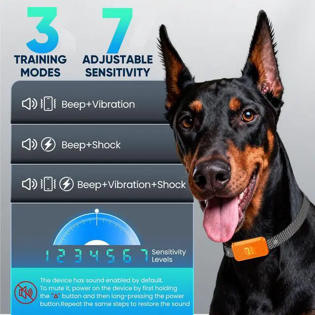 Alt view image 3 of 7 - KJKZO Dog Bark Collar for Large Medium Small Dogs, Effective No-Bark Collar, Smart Barking Collar, 2026 Upgraded Bark Collar with 7 Sensitivity, 3 Modes, Orange