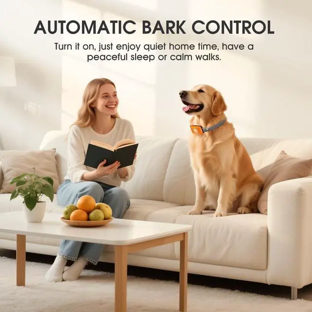 Alt view image 7 of 7 - KJKZO Dog Bark Collar for Large Medium Small Dogs, Effective No-Bark Collar, Smart Barking Collar, 2026 Upgraded Bark Collar with 7 Sensitivity, 3 Modes, Orange