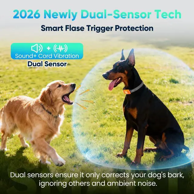 Alt view image 2 of 7 - KJKZO Dog Bark Collar for Large Medium Small Dogs, Effective No-Bark Collar, Smart Barking Collar, 2026 Upgraded Bark Collar with 7 Sensitivity, 3 Modes, Orange