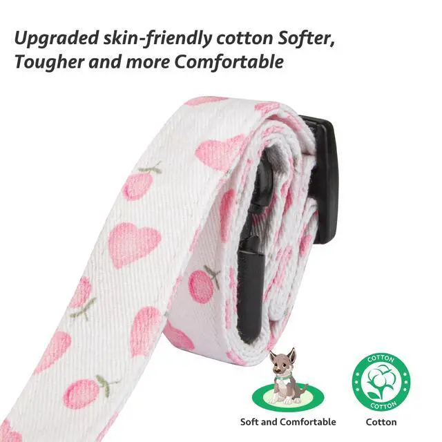 Alt view image 4 of 7 - Cotton Handmade Dog Collar Cute and Distinctive Patterns White and Pink Love Heart with Pendant for Girl Boy Dogs Collars S