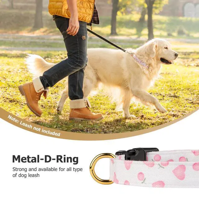 Alt view image 6 of 7 - Cotton Handmade Dog Collar Cute and Distinctive Patterns White and Pink Love Heart with Pendant for Girl Boy Dogs Collars S