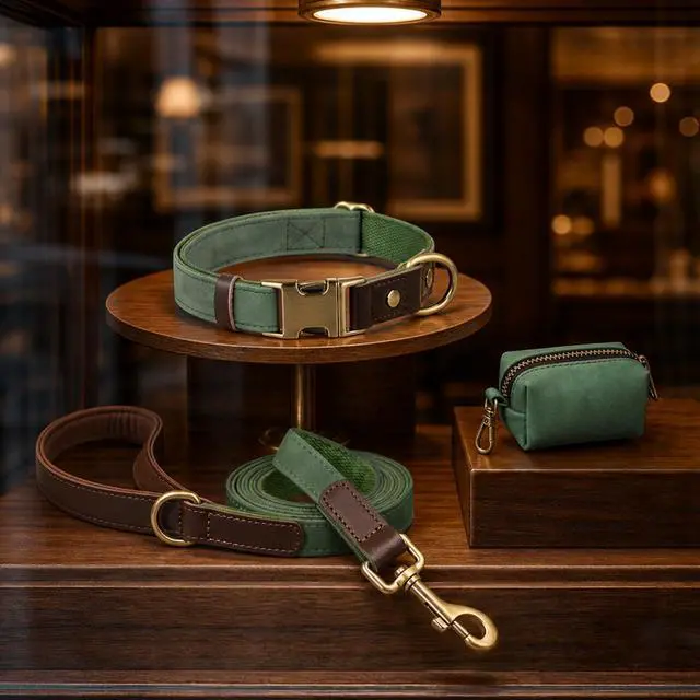 Alt view image 6 of 7 - Didog Soft PU Leather Dog Collars for Small Dogs,Classic Adjustable Dog Collars with Quick Release Metal Buckle,Easy Clean and Comfortable with Nylon Lining,Green,S Neck 11-15"