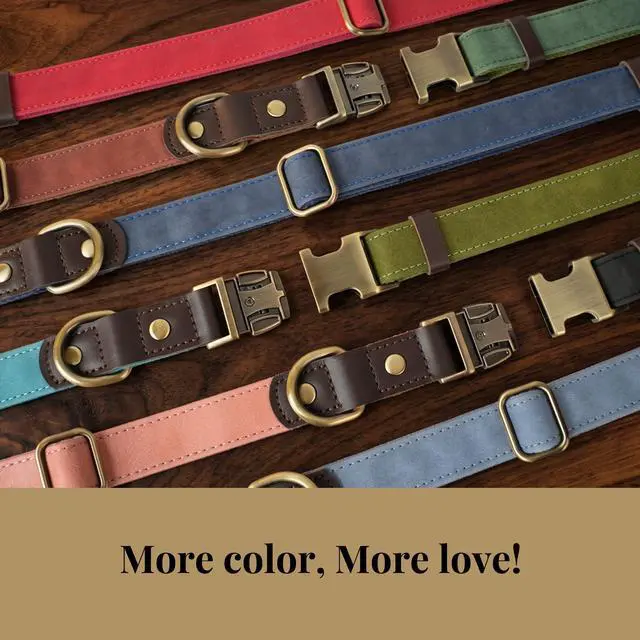Alt view image 5 of 7 - Didog Soft PU Leather Dog Collars for Small Dogs,Classic Adjustable Dog Collars with Quick Release Metal Buckle,Easy Clean and Comfortable with Nylon Lining,Green,S Neck 11-15"