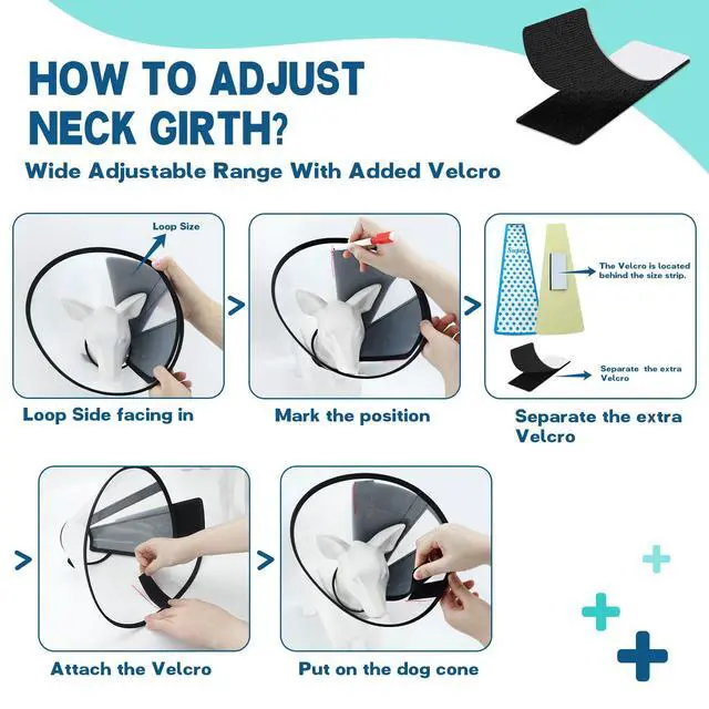 Alt view image 4 of 6 - Supet Dog Cone Collar to Stop Licking, Comfortable Elizabeth Recovery Collar for Large Medium Dogs After Surgery, Soft Pet Neck Head Cone AlternativeL