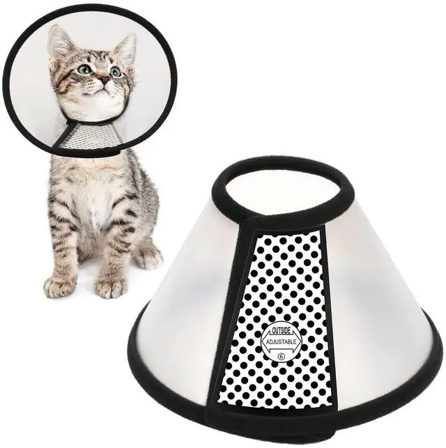 Main image of Depets Adjustable Recovery Pet Cone E-Collar for Cats Kittens Rabbits, Plastic Elizabeth Protective Collar Wound Healing Practical Neck Cover, Neck Girth 6.1 in