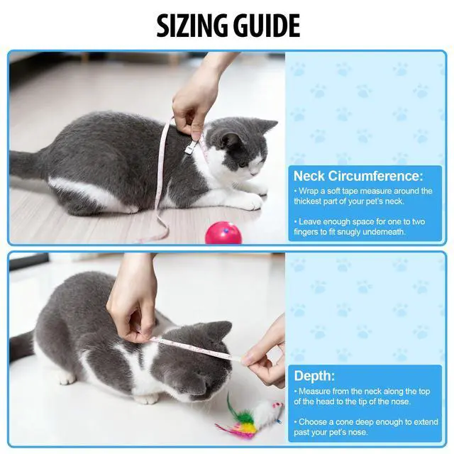 Alt view image 2 of 7 - Depets Adjustable Recovery Pet Cone E-Collar for Cats Kittens Rabbits, Plastic Elizabeth Protective Collar Wound Healing Practical Neck Cover, Neck Girth 6.1 in