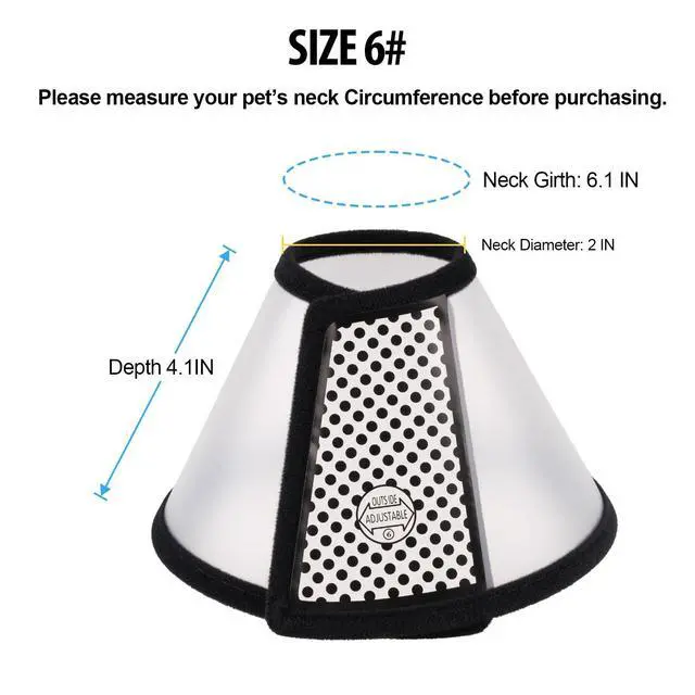 Alt view image 4 of 7 - Depets Adjustable Recovery Pet Cone E-Collar for Cats Kittens Rabbits, Plastic Elizabeth Protective Collar Wound Healing Practical Neck Cover, Neck Girth 6.1 in