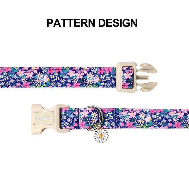 Alt view image 4 of 6 - Lionet Paws Floral Dog Collar- Cute Spring Wildflowers Daisy Fleabane Dog Collars with Plastic Buckle, Light Adjustable Dog Collars for Small Medium Dogs