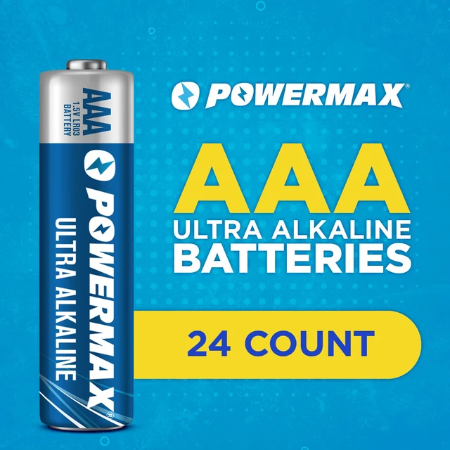 Alt view image 3 of 6 - Powermax 24-Count Triple AAA Batteries, Ultra Long Lasting Alkaline Battery for Home and Office, 10-Year Shelf Life, Reclosable Packaging