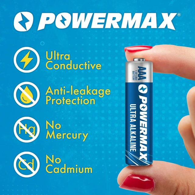Alt view image 5 of 6 - Powermax 12-Count Triple AAA Batteries, Ultra Long Lasting Alkaline Battery Blister Pack for Home and Office, 10-Year Shelf Life
