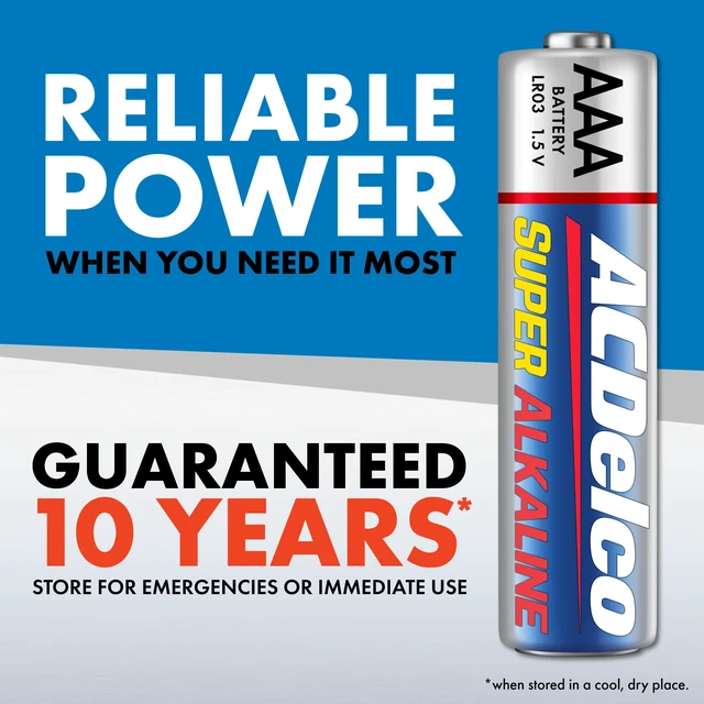 Alt view image 3 of 6 - ACDelco 24-Count Triple AAA Batteries, Maximum Power Super Alkaline Battery for Home and Office, 10-Year Shelf Life, Reclosable Packaging