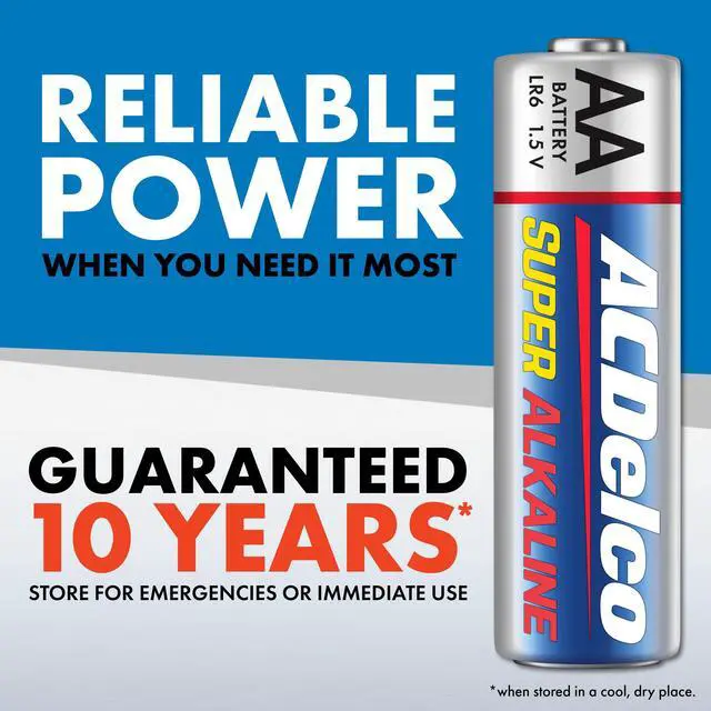 Alt view image 3 of 6 - ACDelco 40-Count Double AA Batteries, Maximum Power Super Alkaline Battery for Home and Office, 10-Year Shelf Life, Reclosable Packaging