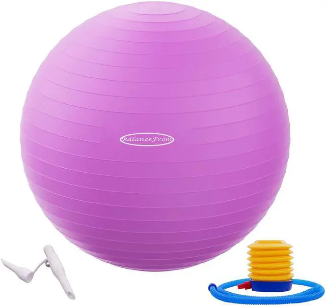 Main image of Fitvids Anti-Burst and Slip Resistant Exercise Yoga Ball with Quick Pump 48-55cm,M, Purple