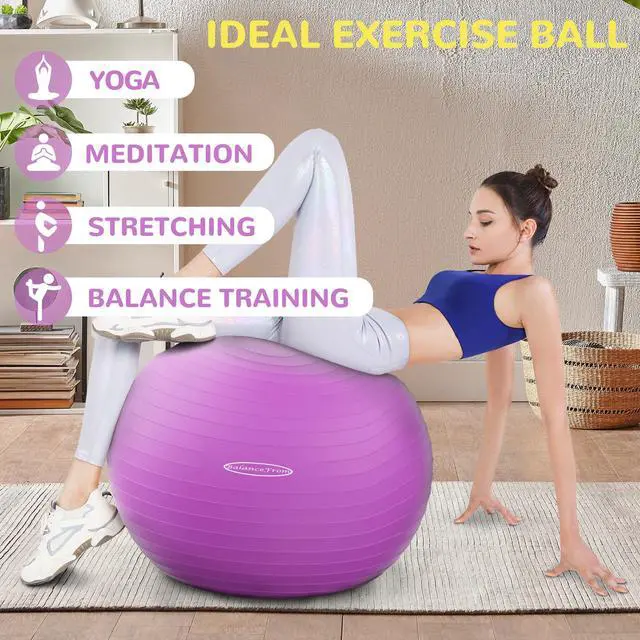 Alt view image 5 of 7 - Fitvids Anti-Burst and Slip Resistant Exercise Yoga Ball with Quick Pump 48-55cm,M, Purple
