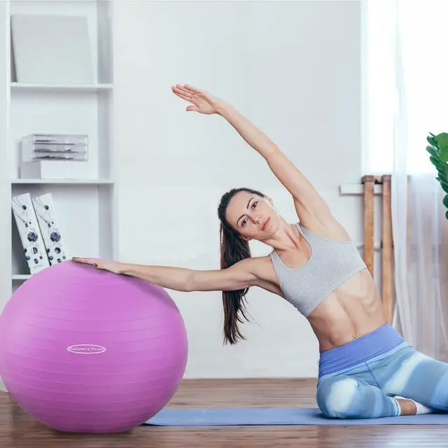 Alt view image 7 of 7 - Fitvids Anti-Burst and Slip Resistant Exercise Yoga Ball with Quick Pump 48-55cm,M, Purple