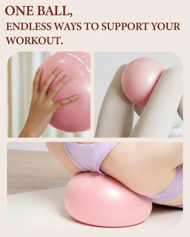Alt view image 6 of 7 - Trideer 9-Inch Pilates Ball, Small Exercise Ball for Yoga, Core Training, Physical Therapy, Balance, Stability and Stretching Pilates Equipment with Inflation Straw