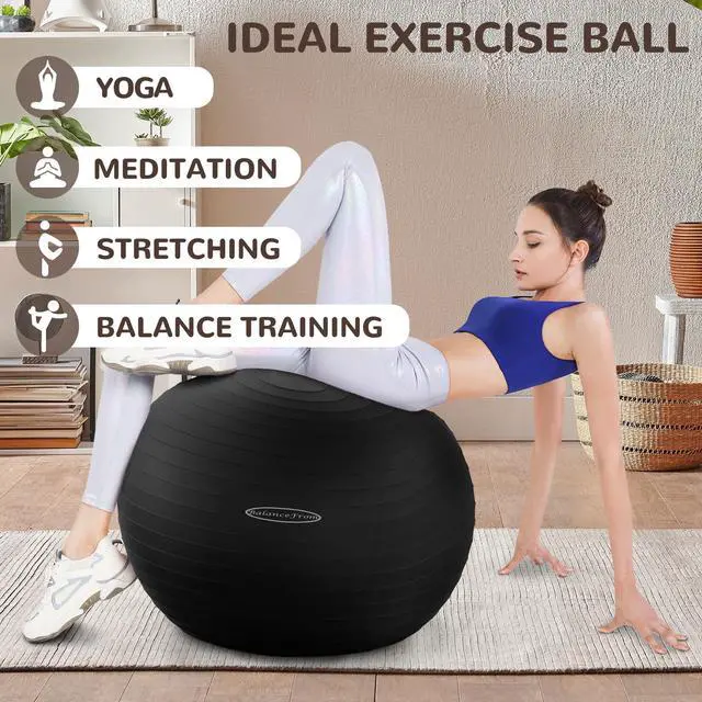 Alt view image 5 of 7 - Fitvids Anti-Burst and Slip Resistant Exercise Ball Yoga Ball Fitness Ball Birthing Ball with Quick Pump, 2,000-Pound Capacity, Black, 19-22 inch, M