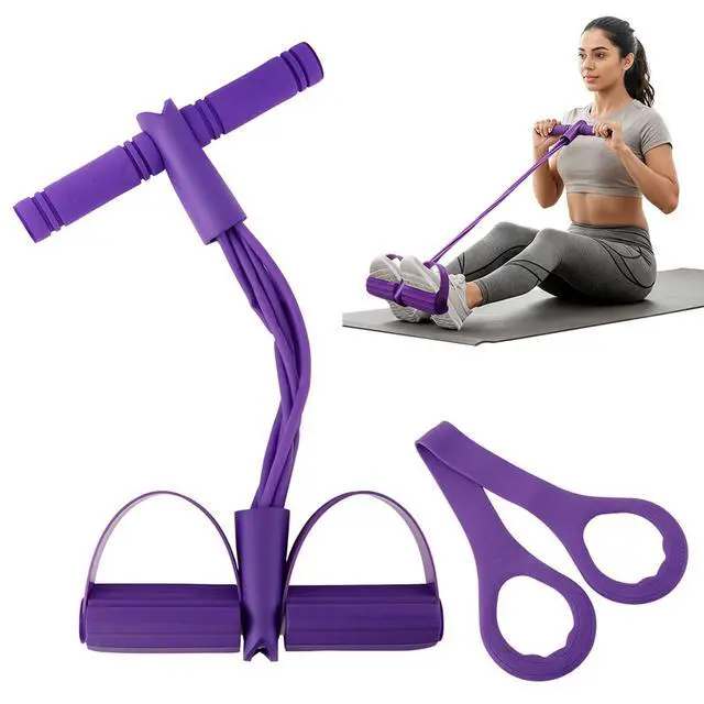 Alt view image 3 of 7 - 21 Fitness Resistance Bands with Pedal Ankle Puller, Full Body Strength Training Equipment for Home Gym, Sit Up Assist, Toning Arms, Legs, Waist(Size:6 Tube)