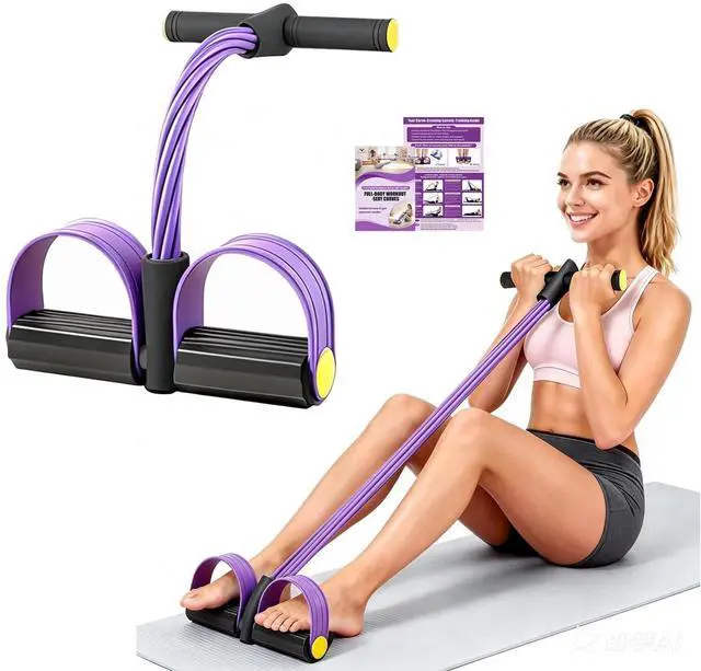 Main image of Wysperix Multifunction Foot Pedal Resistance Bands with Handles, 6-Tube Elastic Yoga Exercise Bands, Home Gym Fitness Equipment for Women & Men to Tone Abs, Core, Legs, Arms, WaistBlack-Purple