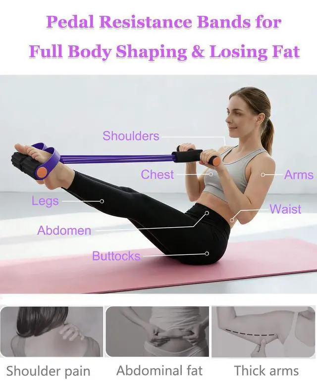 Alt view image 3 of 7 - FENFATUO Pedal Resistance Bands with Handles for Home Work Out